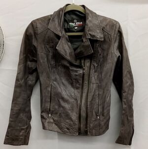 Vera Pelle Women's Distressed Gray Leather Jacket